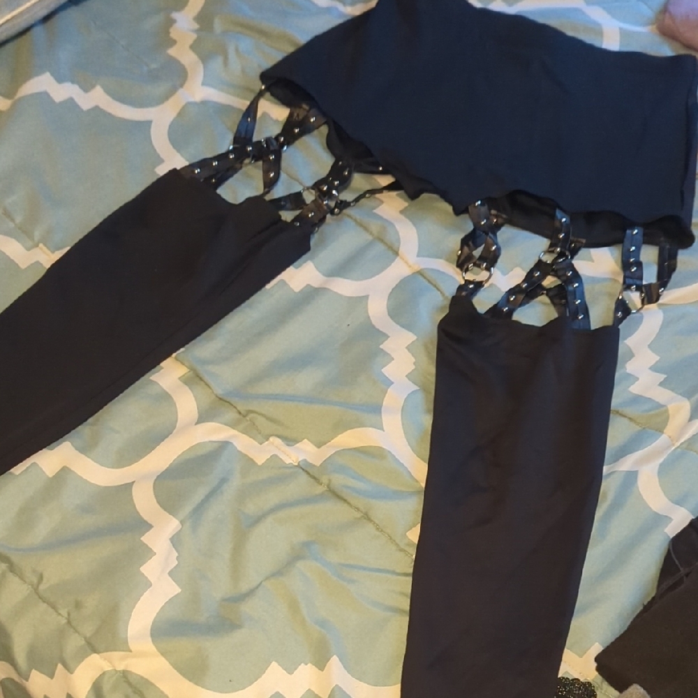 Blackmilk Black Strappy Leggings